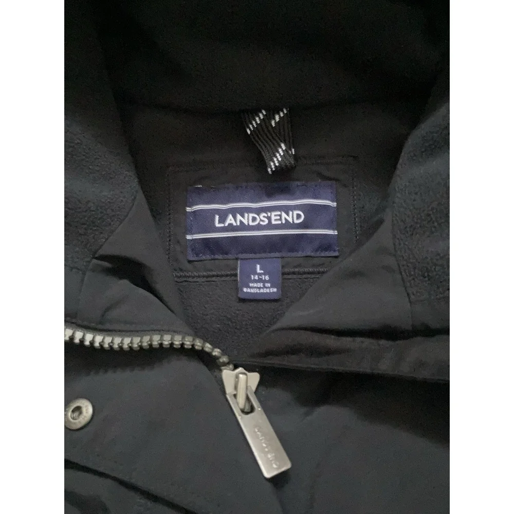 Lands' End Women's Black The Squall Jacket Size Large 14/16 Fleece Lined - Picture 4 of 9